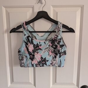 Nike Women's Dri Fit Sports Bra Blue Pink Floral